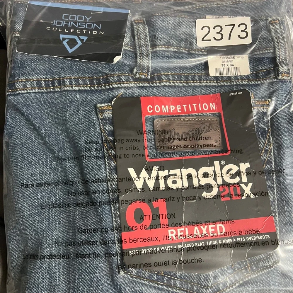 Wrangler 20X 01 Competition Relaxed Jeans Cody Johnson Blue 38x34 112369005